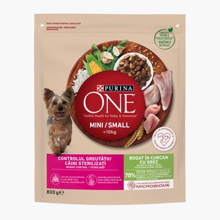 Purina One, Hrană uscată pentru câini mini, 800g, One controlul greutății, cu curcan și orez