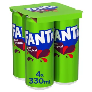 Bautura carbogazoasa Fanta Tropical, doza, 4 x 0.33 l