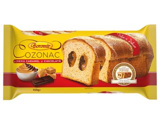 Boromir Cozonac crema caramel si ciocolata 450 g