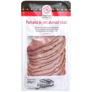 Gusturi romanesti, Pastrama de porc afumata feliata 100g (ID 4470)