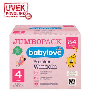 babylove JUMBOPACK PREMIUM pelene maxi, veličina 4 (8-14 kg), 84 kom