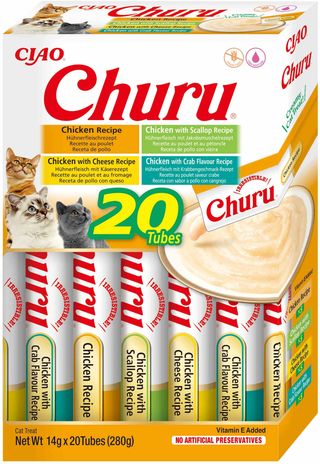 INABA CHURU Recompensă pentru pisici, Varietăţi cu Pui, 20 plicuri x14g 