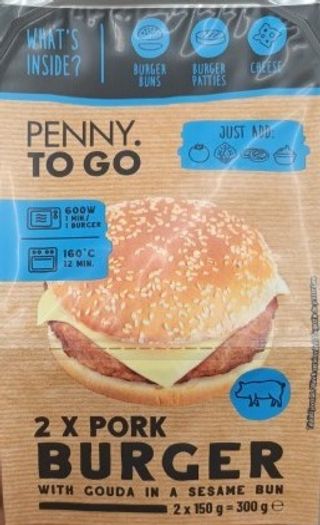 PENNY To Go Burger cu porc 2x150g