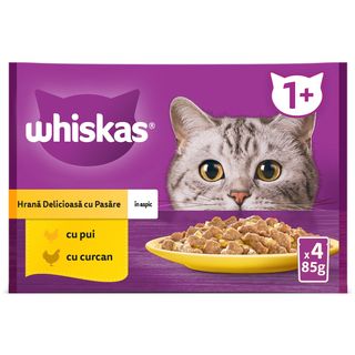 Whiskas, Hrana umeda pentru pisici, cu pasare in aspic 4x85g (ID 34231)