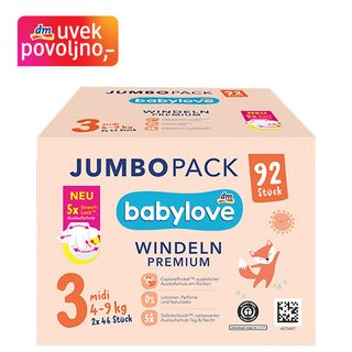 babylove JUMBOPACK Premium pelene veličina 3 midi (4-9 kg), 2x46kom 92 kom 1580715