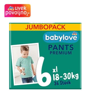 babylove JUMBOPACK PREMIUM pelene gaćice xl, veličina 6 (18-30kg), 36 kom