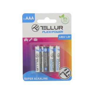 Baterie Tellur Flexi Power, Super Alcalina, AAA LR03, 1.5V, 4buc/set