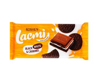 ROSHEN LACMI Ciocolata Black, White & Caramel bisc.cacao 100g