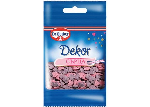 Dr.Oetker Захарни сърца лилави,розови