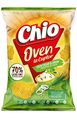Chipsuri rumenite la cuptor cu gust de smantana si ceapa Chio Oven, 100 g