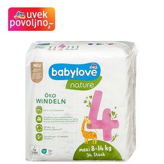 babylove nature pelene veličine 4 maxi (8-14kg),  34kom