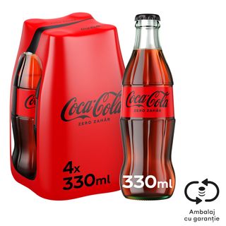 Coca-Cola Zero Zahar, Bautura racoritoare carbogazoasa 4x330ml (ID 43015)