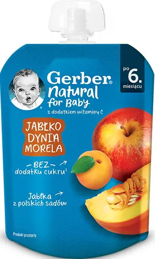 GERBER Piure măr, bostan, caise 80g (6l+)