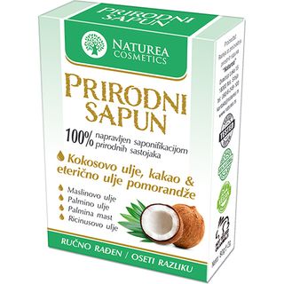 NATUREA COSMETISC čvrsti sapun kokosovo ulje, kakao & eterično ulje pomorandže, 80 g