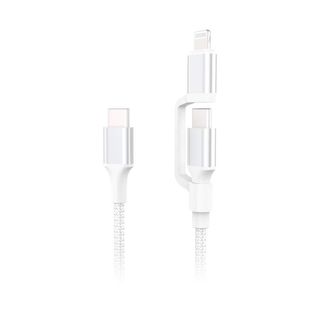 Cablu De Date Cellara Textil 2 In 1 Type/Lightning 60W - Alb,CL77048