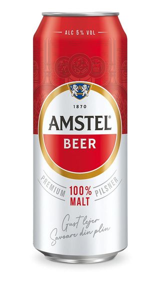 Bere blonda Amstel, doza, 0.5 l