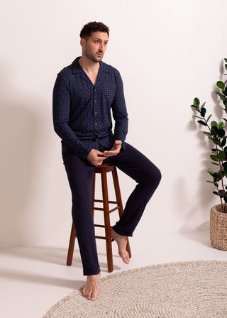 Pijama Bărbați Derek Bambus bleumarin 3XL