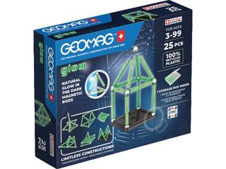 Set constructie Geomag Glow, plastic reciclat, 25 piese, Multicolor