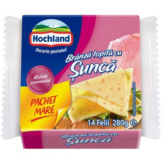 Hochland, Branza topita cu sunca, felii, Pachet mare 280g (ID 71129)