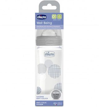 CHICCO MONTE flašica staklena 0m+ silikon siva 240 ML | 8058664129959