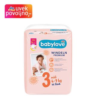 babylove PREMIUM pelene midi, veličina 3 (4-9 kg), 46 kom