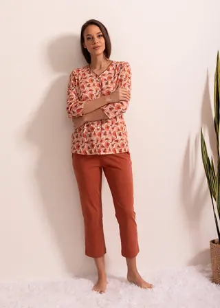 Pijama Damă Malena Bumbac TWIN flower wind S