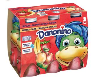Iaurt de baut capsuni banane piersici caise 6x100g Danonino