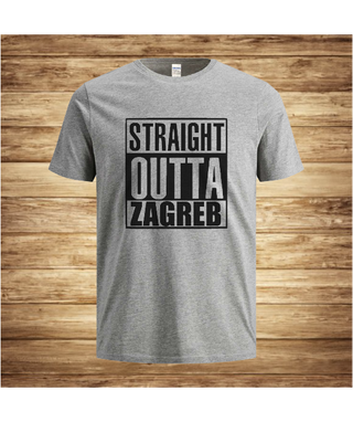 STRAIGHT OUTTA ZAGREB siva muška majica t-shirt veličina M