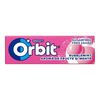 Guma de mestecat cu arome de fructe si menta Orbit Bubblemint, 10 bucati, 14 g