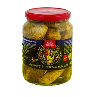 Hanul Boieresc Castraveti intregi in otet, 3-6 cm, 670 g