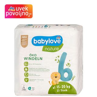 babylove nature pelene veličine 6 xl (15-20kg), 27kom