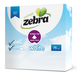 Zebra White 33/33 салфетки 1 пласт 75 БР / 38929777