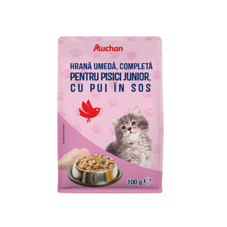 Hrana umeda pentru pisici junioare Auchan, pui in sos, 100 g
