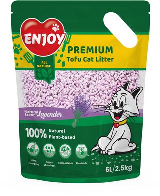 ENJOY Tofu Aşternut igienic pentru pisici, aromă Lavandă 6L/2,5kg 