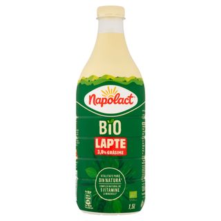 Lapte de consum integral BIO Napolact, 3.8% grasime, 1.5 l