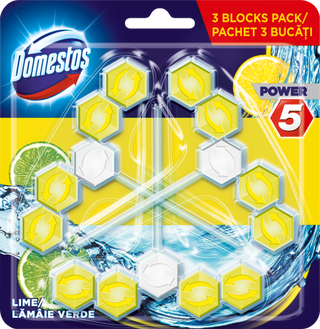 Domestos Power 5 тоалетно блокче Лимон 3X55 ГР / 38936998