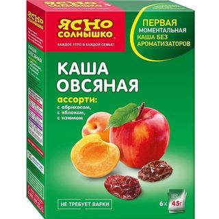 ЯСНО СОЛНЫШКО Terci de ovaz asorti din fructe (caise, mar, stafide) 6*45g