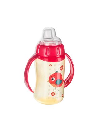 CANPOL šolja sa silikonskim kljunom i ručkama cute animals red 320 ML | 5901691812468