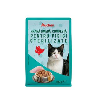 Hrana umeda pentru pisici sterilizate Auchan, pui, 100 g