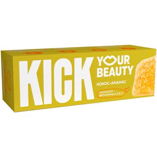 KICK Batonas de nuca de cocos cu ananas, colagen si vitaminele A, D, E, K 38g