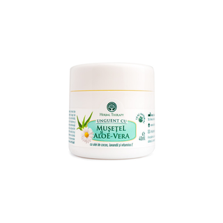 Unguent cu Mușețel și Aloe Vera (cu  vaselină, ceară de albini, extract de mușețel și aloe vera, ulei de cocos și vitamina E ) 