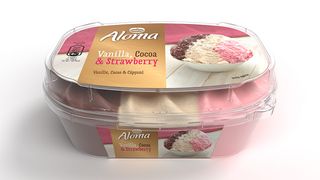 Inghetata cu cacao, vanilie si capsuni Aloma 900 ML