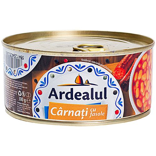 Romania product data sample: ARDEALUL CARNACIORI CU FASOLE 300G