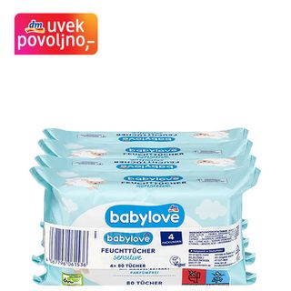 babylove sensitive vlažne maramice za bebe 4x80kom