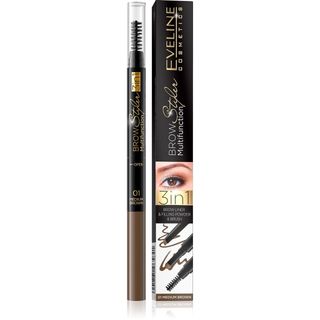 EVELINE DEKORATIVA set za obrve brow styler 3u1 medium brown 01 | 5901761965841
