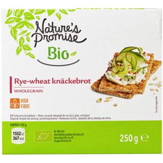 Nature's Promise Bio, Paine crocanta integrala de secara si grau, ecologica 250g (ID 70732)