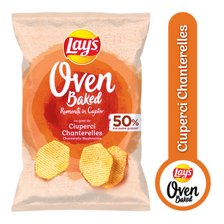Lay's Baked chipsuri rumeniti in cuptor, chipsuri din cartofi cu ciuperci chanterelles 105g