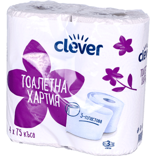 Clever Тоалетна хартия 3 пласта 4 БР / 38126267