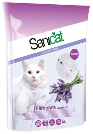 SANICAT Diamonds Nisip igienic silicat pentru pisici LAVANDĂ 5L/2,3kg