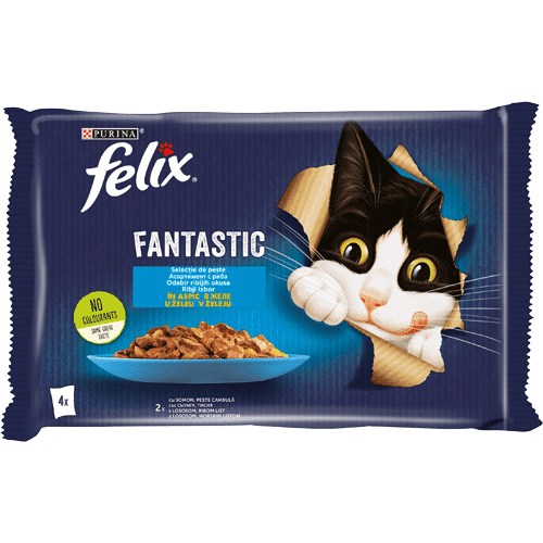 Felix Fantastic Пауч за котка мултиоп. сьомга и писия грил в желе